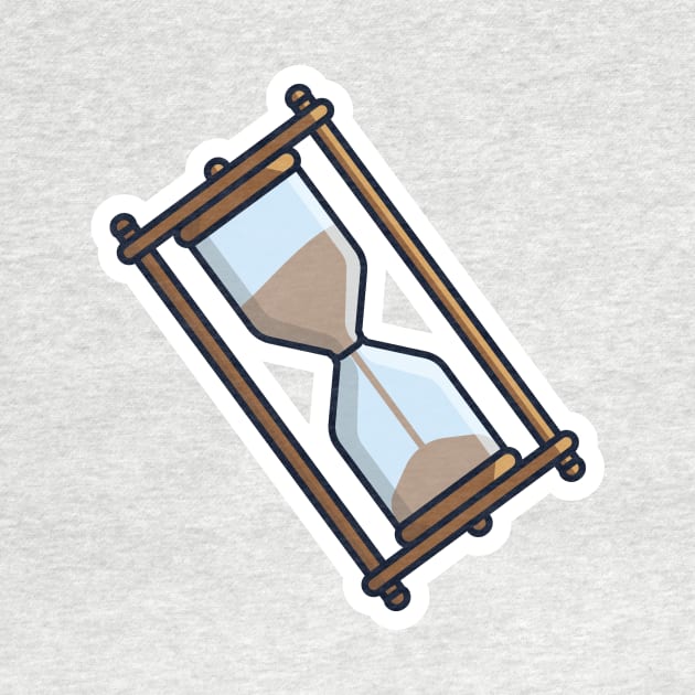 Hourglass with Sand Countdown Sticker design vector illustration. Business and time object icon concept. Sandglass with sand inside to measure time sticker design icon with shadow. by AlviStudio